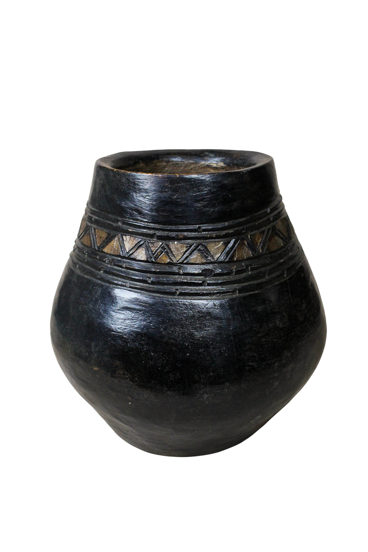 Hand Carved Lozi Wood Pot - 17.1