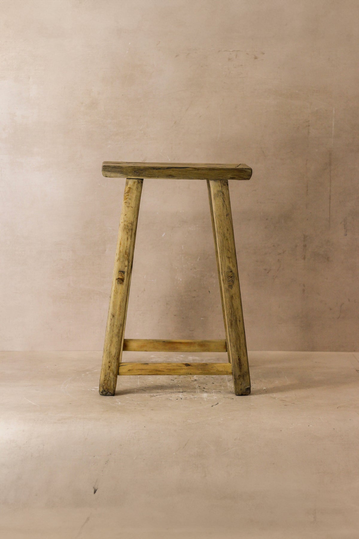 Vintage Rustic Elm Wood Stool - Medium - No 55