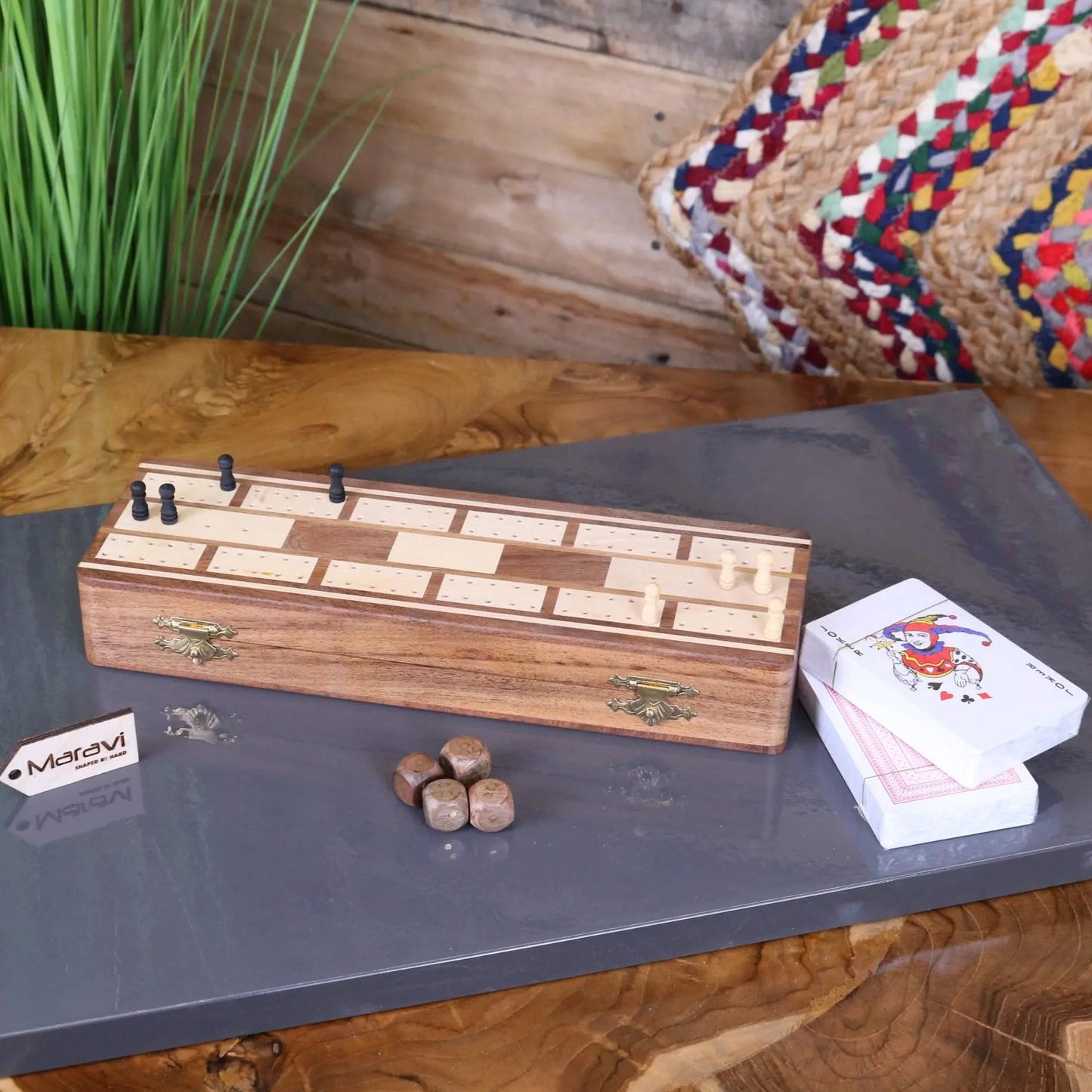 Deori Sheesham Wood Travel Cribbage Set