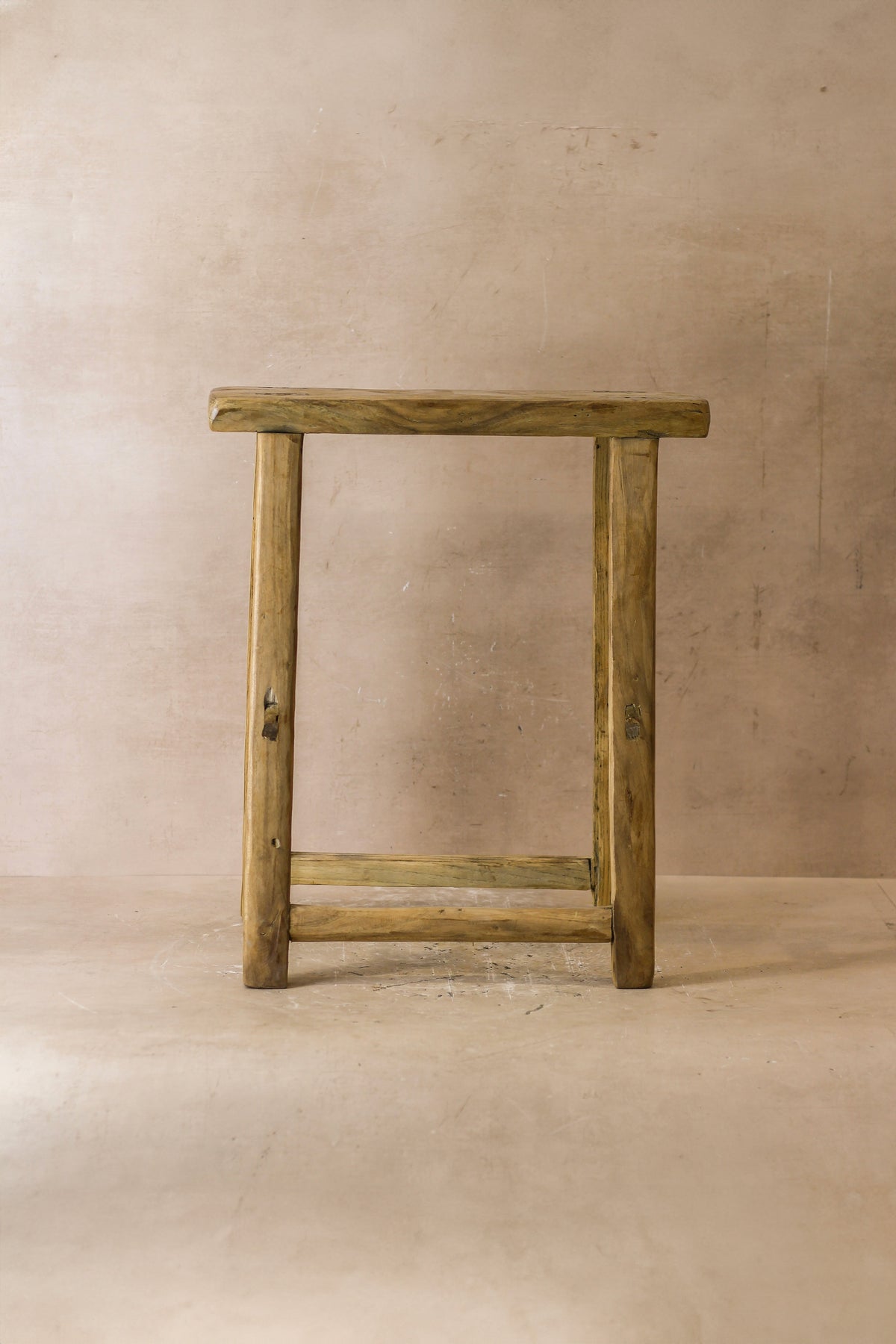 Vintage Rustic Elm Wood Stool - Medium - No 56