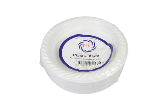 100 White Plastic Plates 7 Perfect for Picnics and Parties