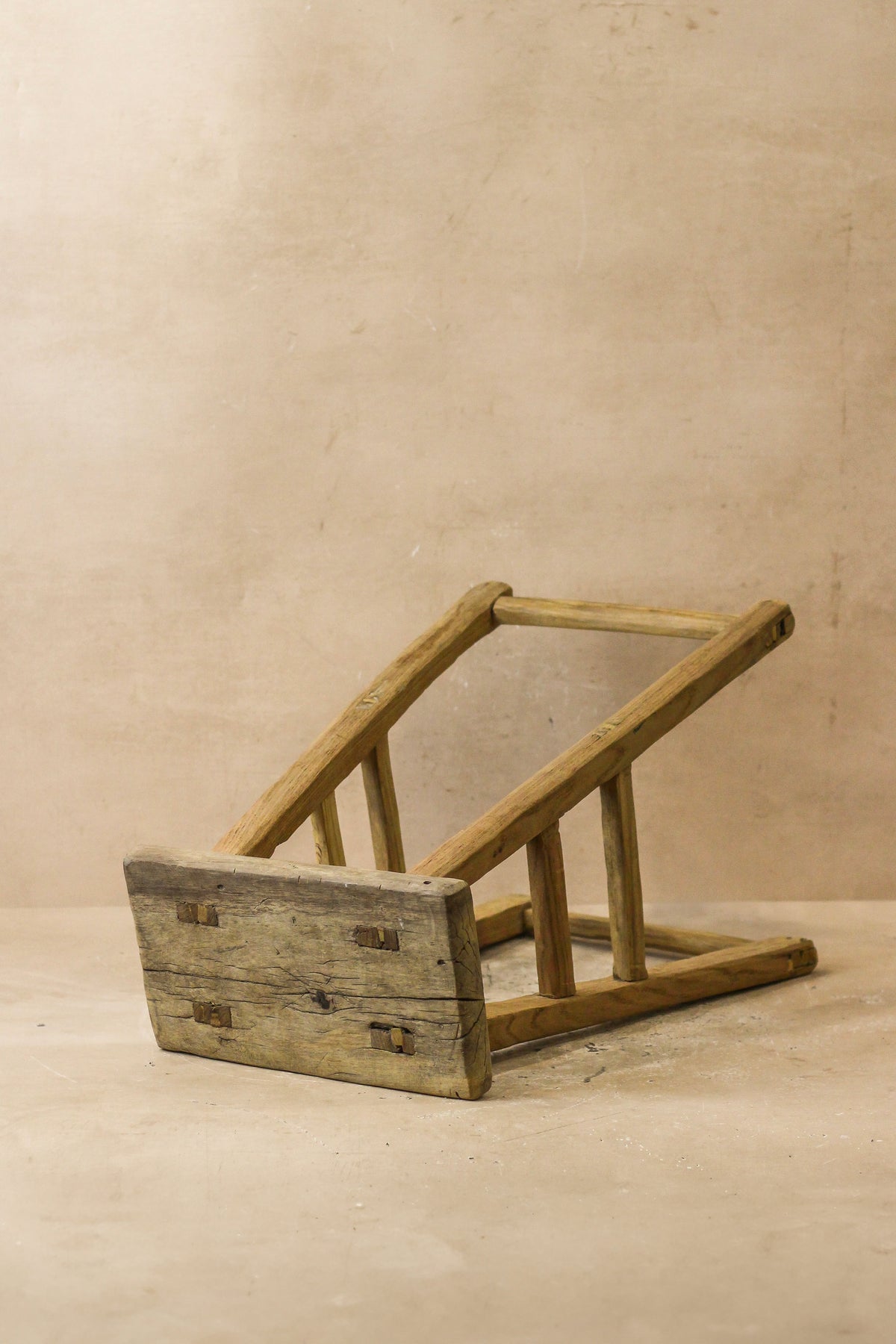 Vintage Rustic Elm Wood Stool - Medium - No 58