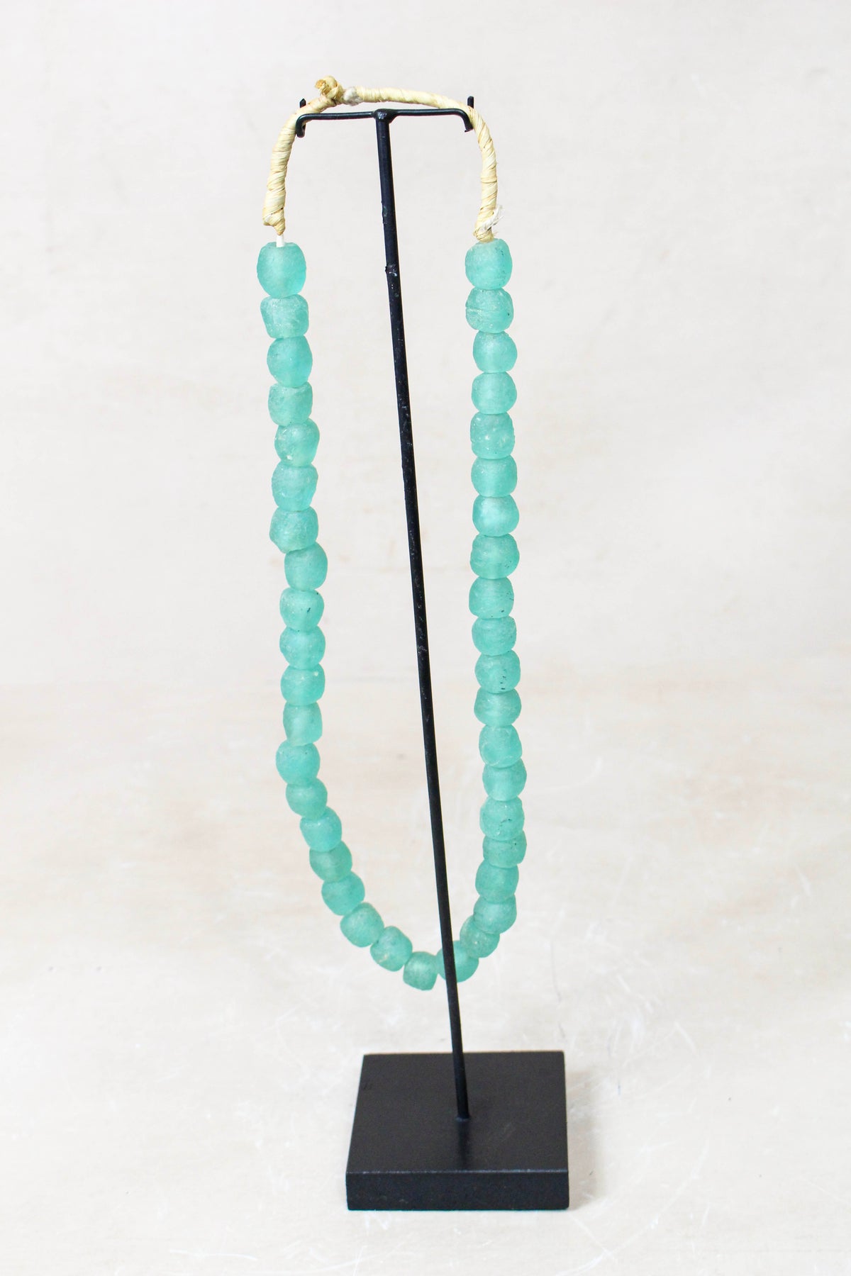 Ghana Glass Beads Necklace, Light Teal - 85.16