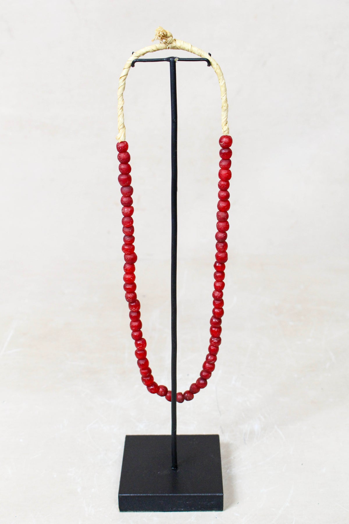 Ghana Glass Beads Necklace, White - 85.22