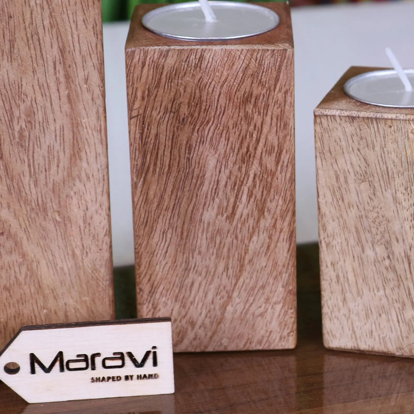 Bure Wooden Tea Light Holders Set of 4