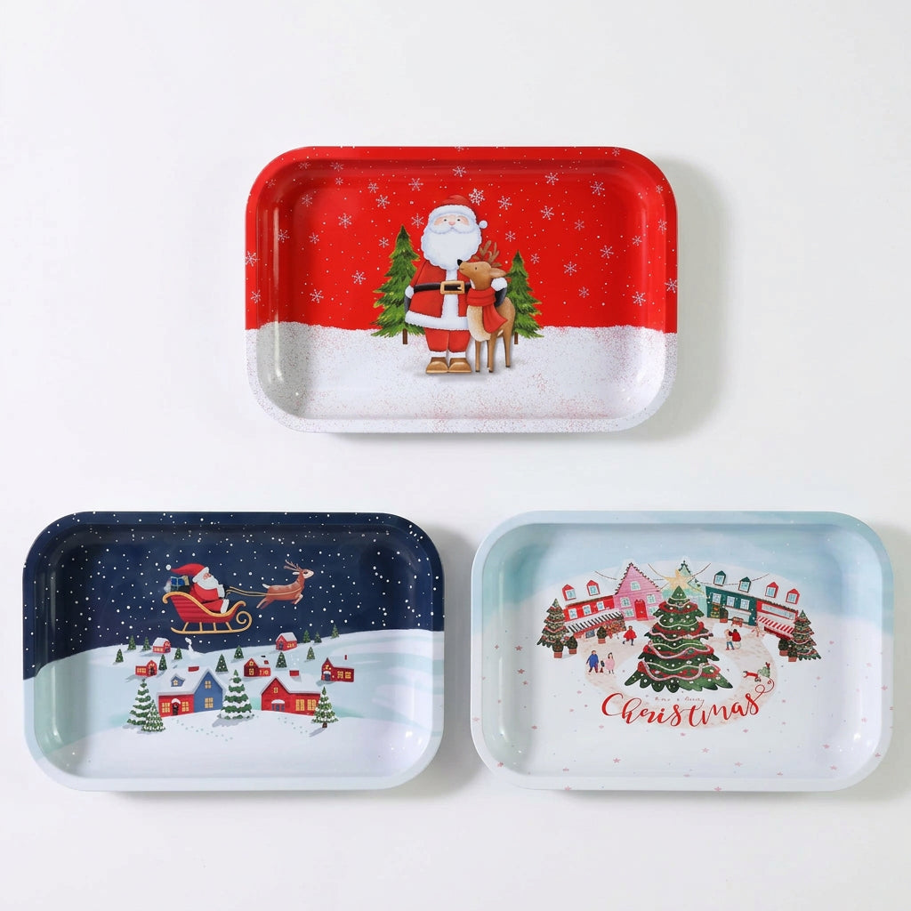 Christmas tin tray rectangle
