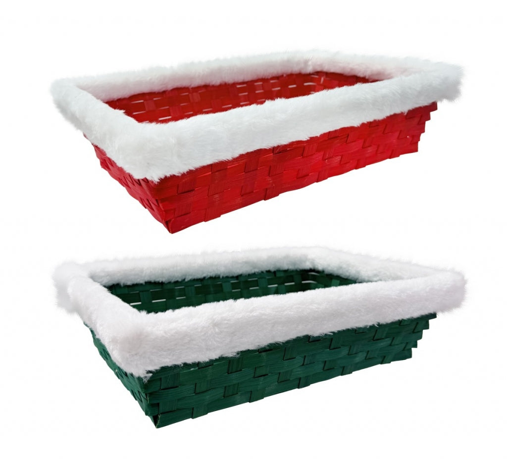 Christmas rectangle hamper with faux fur trim