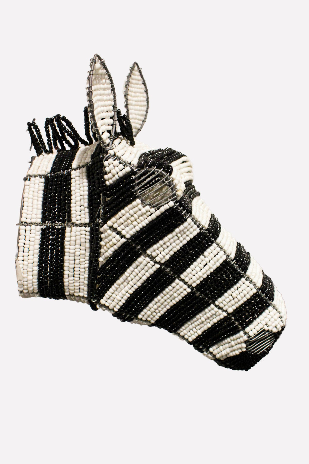 Beaded Zebra Wall Sculpture - 17.7