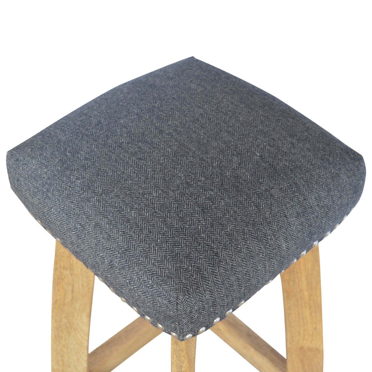 Black Tweed Studded Bar Stool