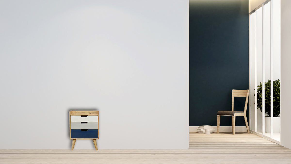 Navy and White Gradient Bedside Table