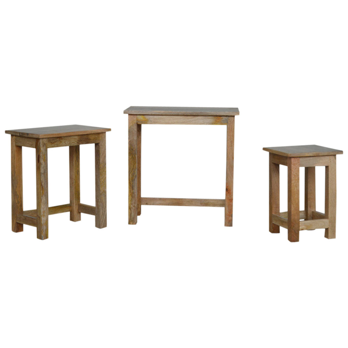 Country Solid Wood Stool Set of 3 Footstool