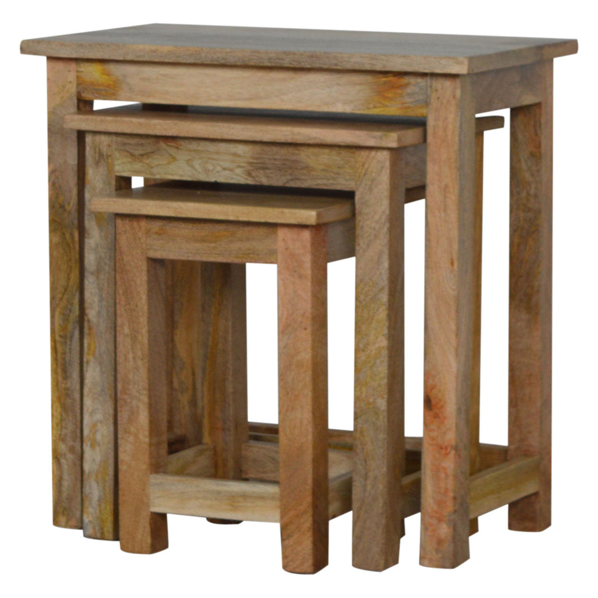 Country Solid Wood Stool Set of 3 Footstool