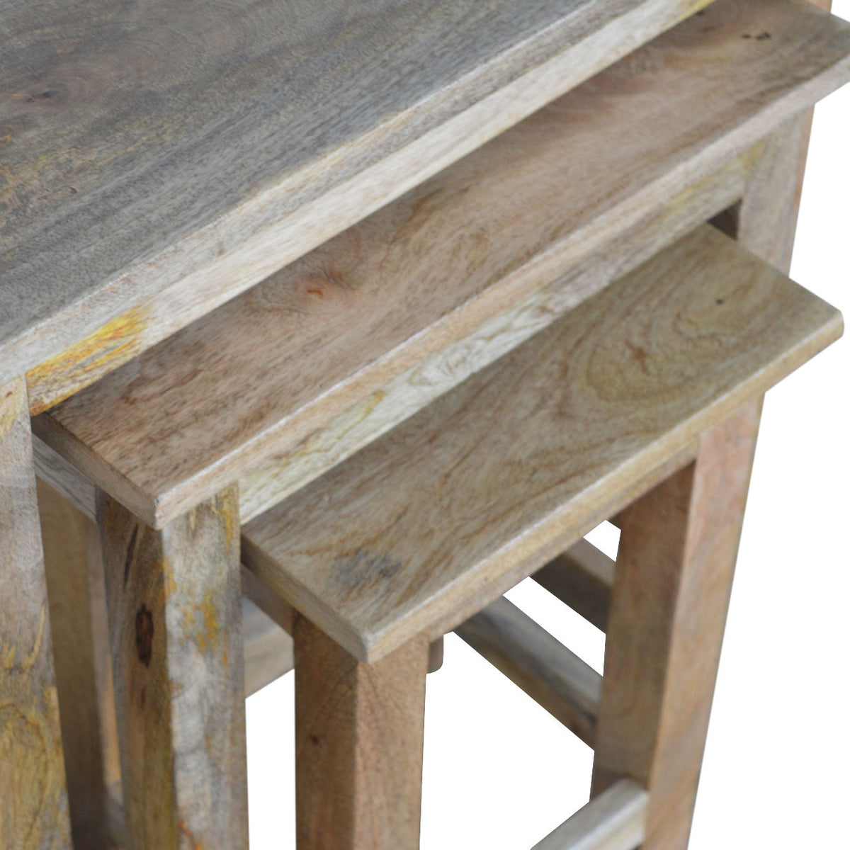 Country Solid Wood Stool Set of 3 Footstool