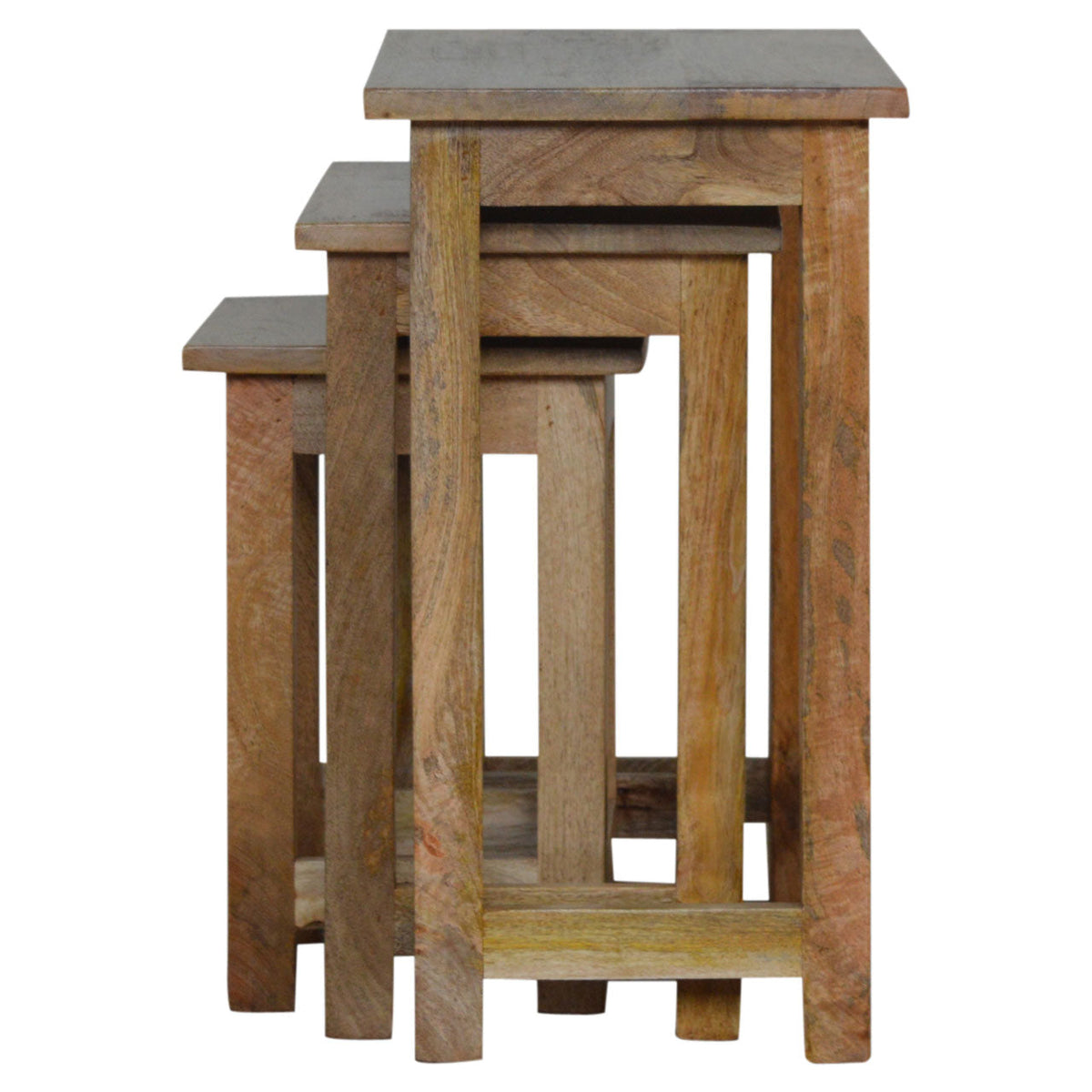Country Solid Wood Stool Set of 3 Footstool