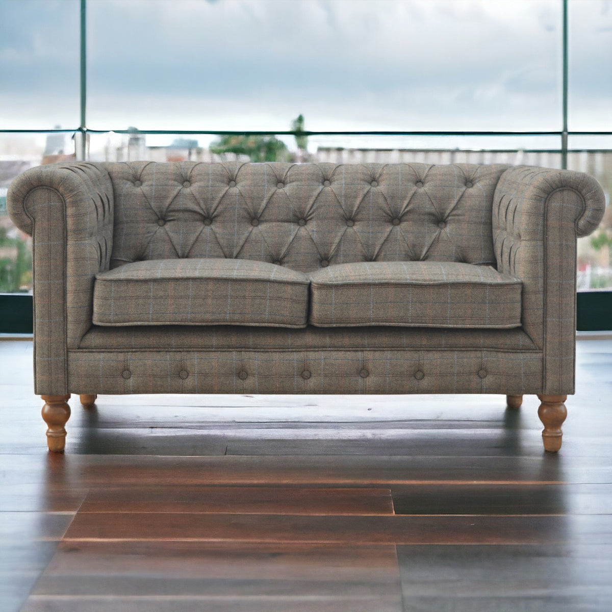Multi Tweed 2 Seat Chesterfield Chair