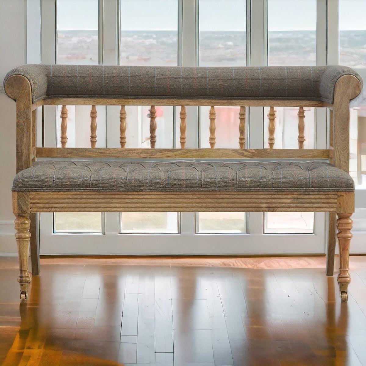 Multi Tweed Deep Button Bench