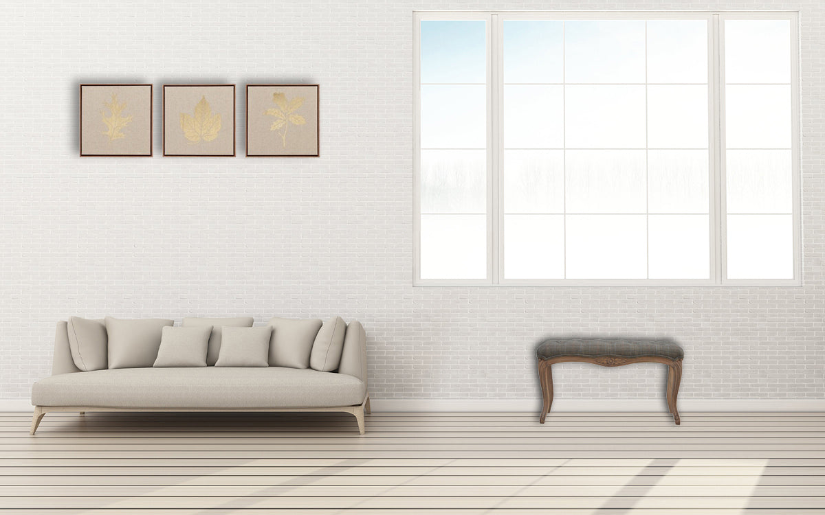 Multi Tweed Carved Bedroom Bench