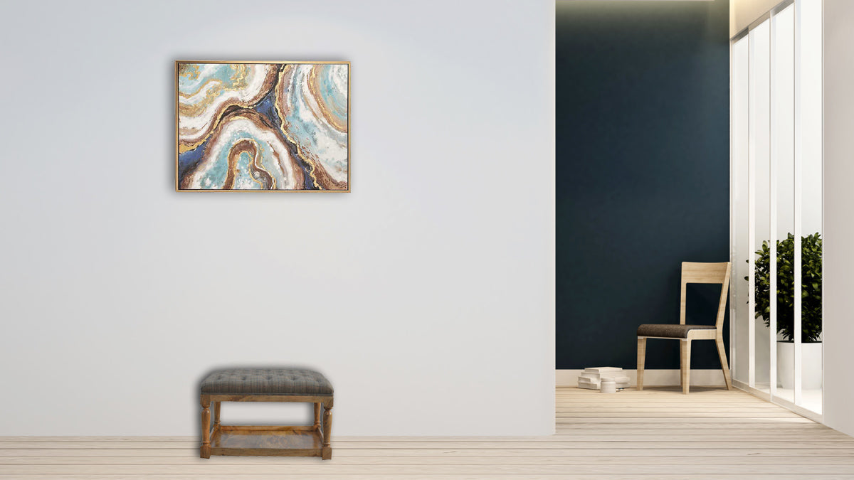 Multi Tweed Footstool with Shelf