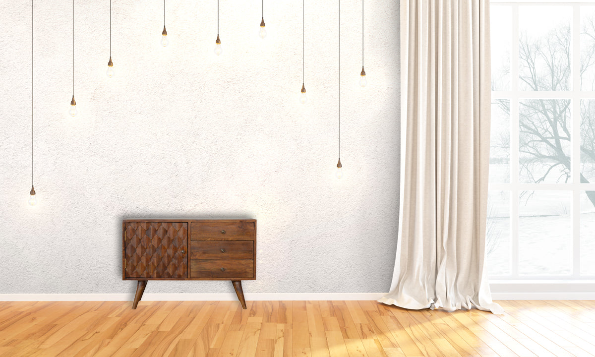Carved Chestnut Sideboard Chest of Drawers