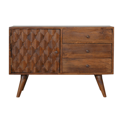 Carved Chestnut Sideboard Chest of Drawers
