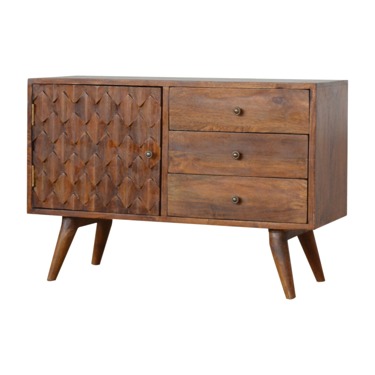 Carved Chestnut Sideboard Chest of Drawers