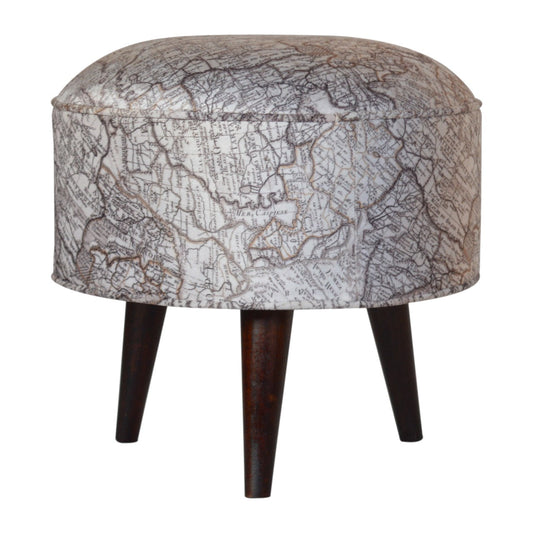 Map Printed Footstool