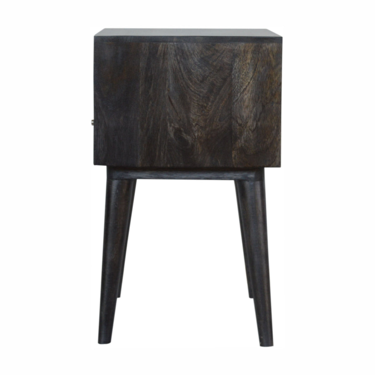 Ash Black Carved Drawer Bedside Table