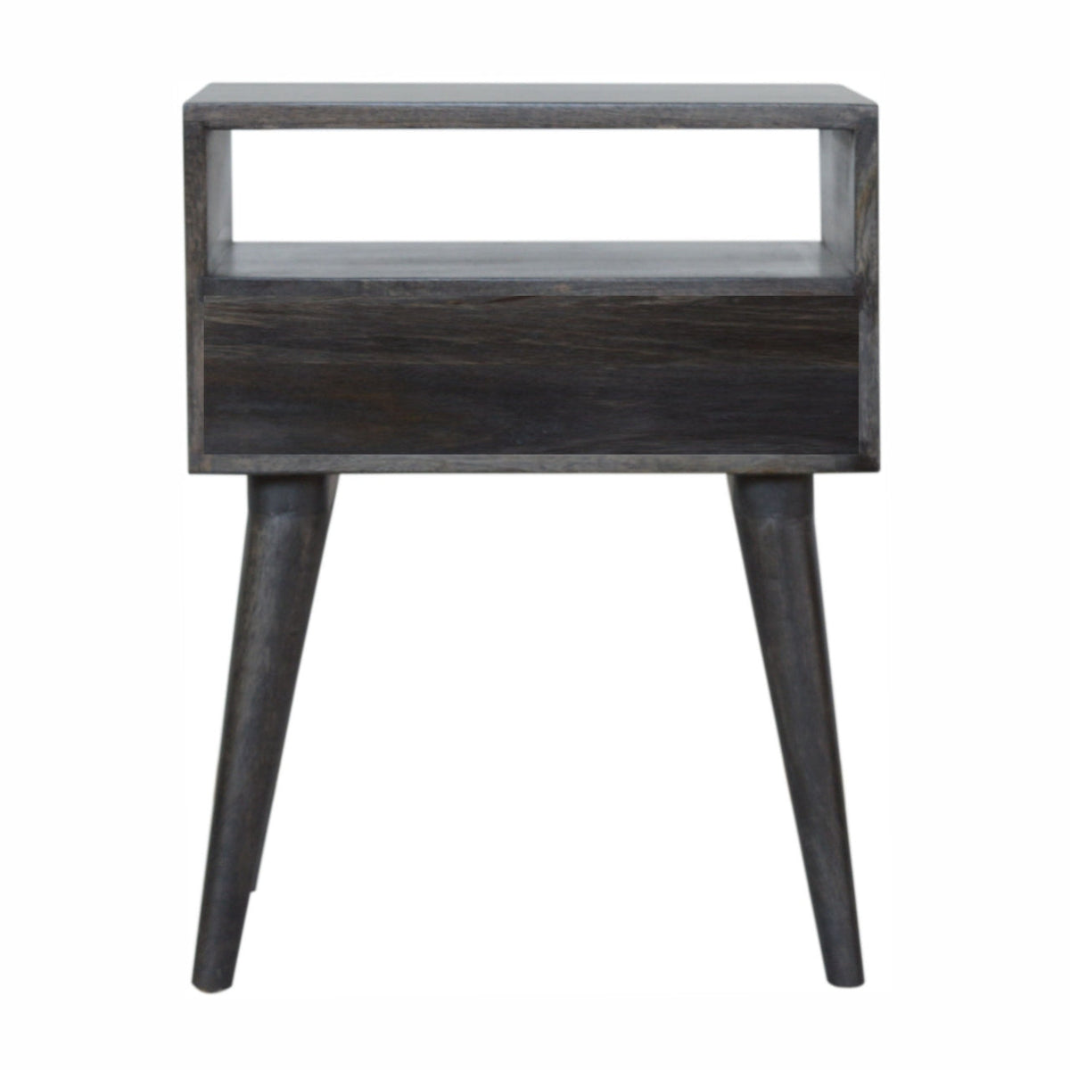 Ash Black Carved Drawer Bedside Table