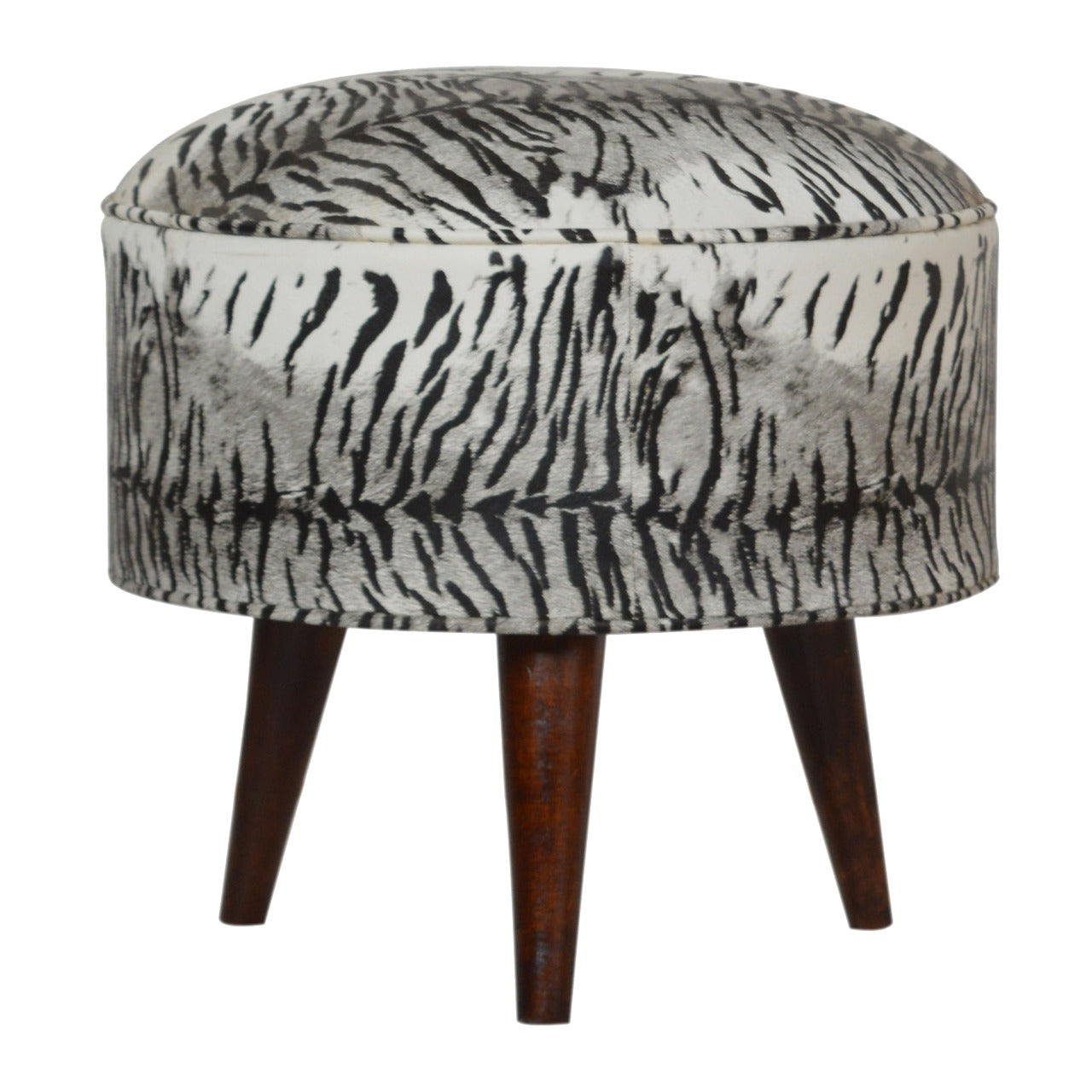 Zebra Print Footstool Upholstered Accent Furniture for Bedroom and Living Room