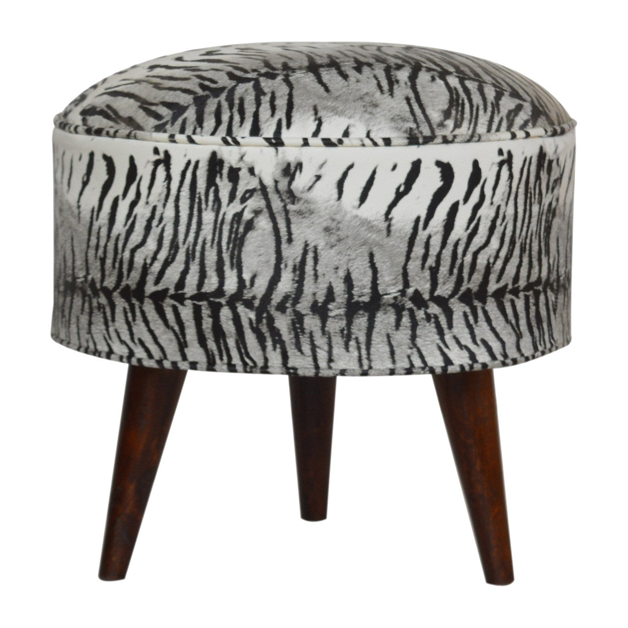 Zebra Print Footstool Upholstered Accent Furniture for Bedroom and Living Room
