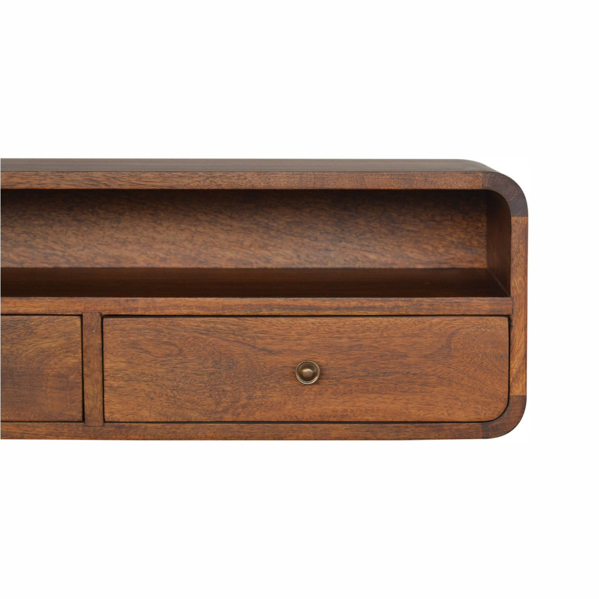 Floating Chestnut Open Console Chest of Drawers