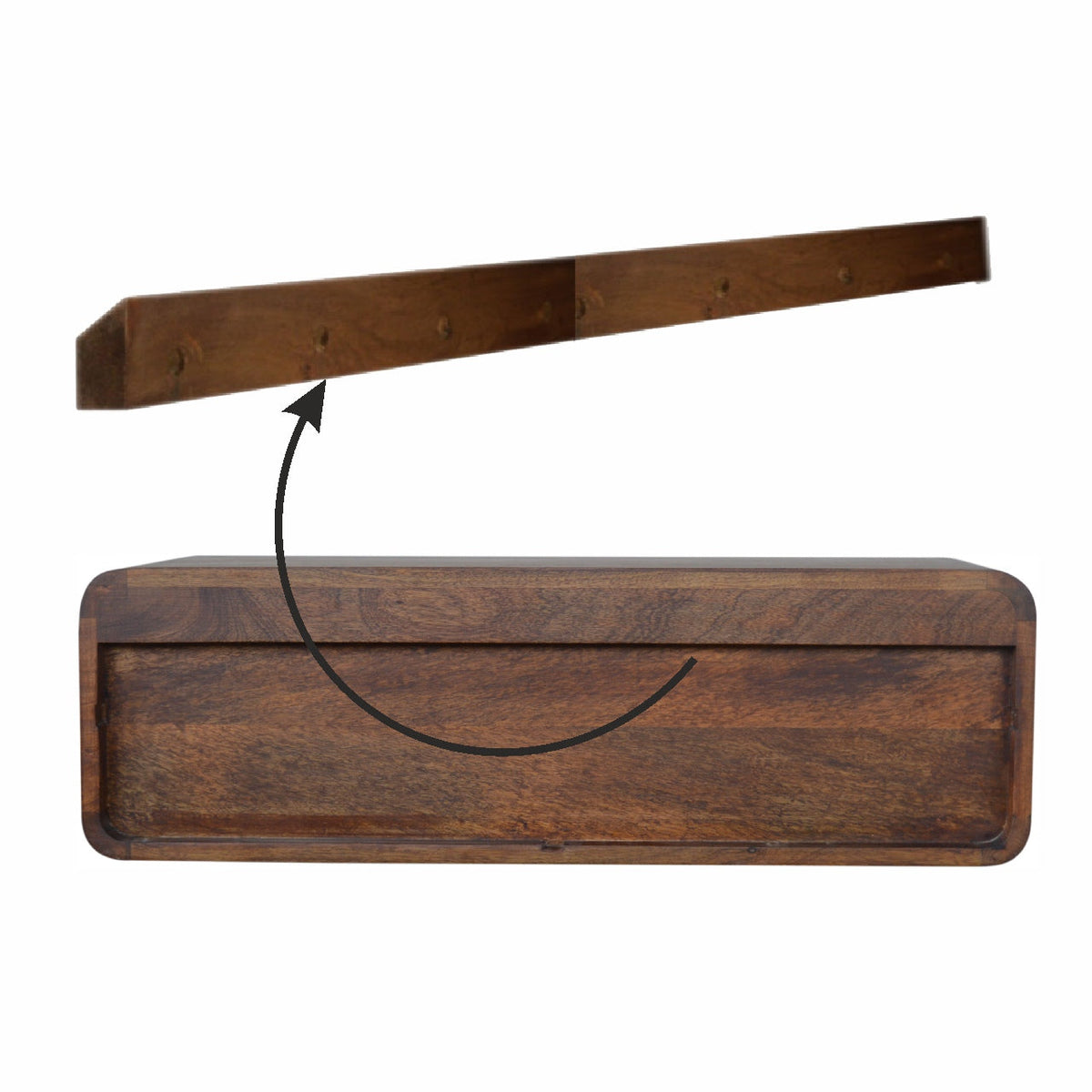 Floating Chestnut Open Console Chest of Drawers
