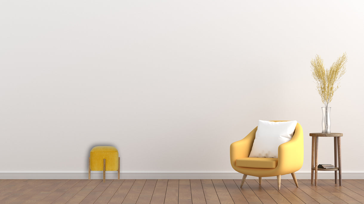 Mustard Velvet Solid Footstool