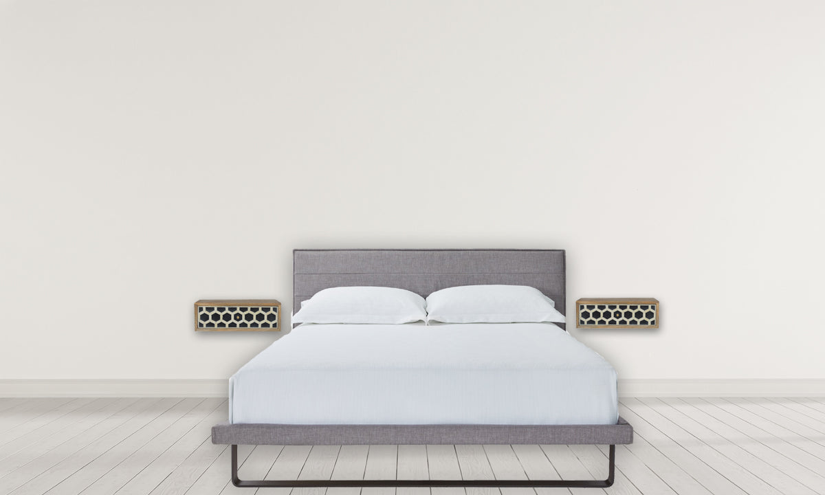 Wall Mounted Bone Inlay Bedside