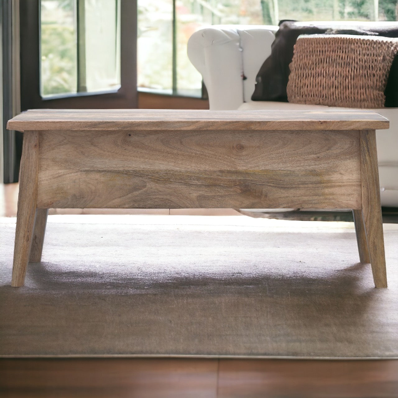 Solid Wood Lid Up Storage Bench