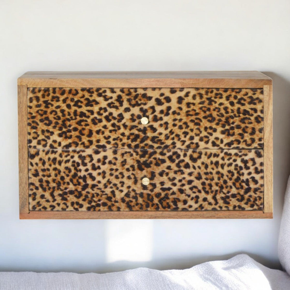 Wall Leopard Print Bedside Table