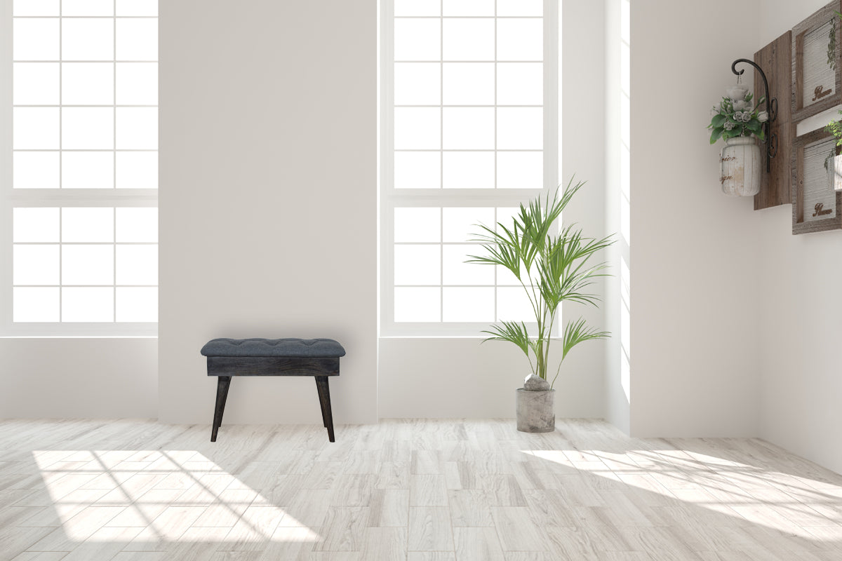 Black Tweed Storage Bench