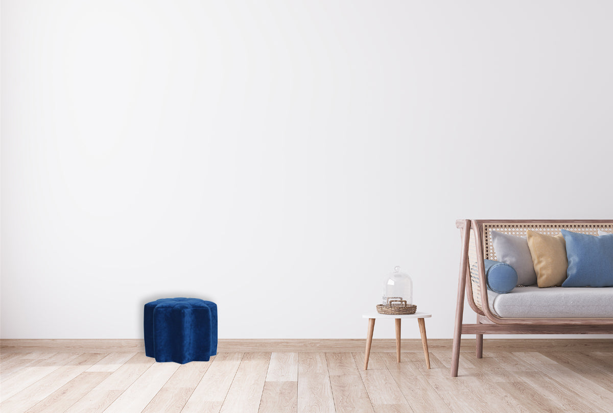 Blue Velvet Star Footstool