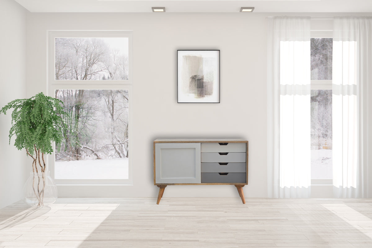 Grey Gradient Sliding Sideboard