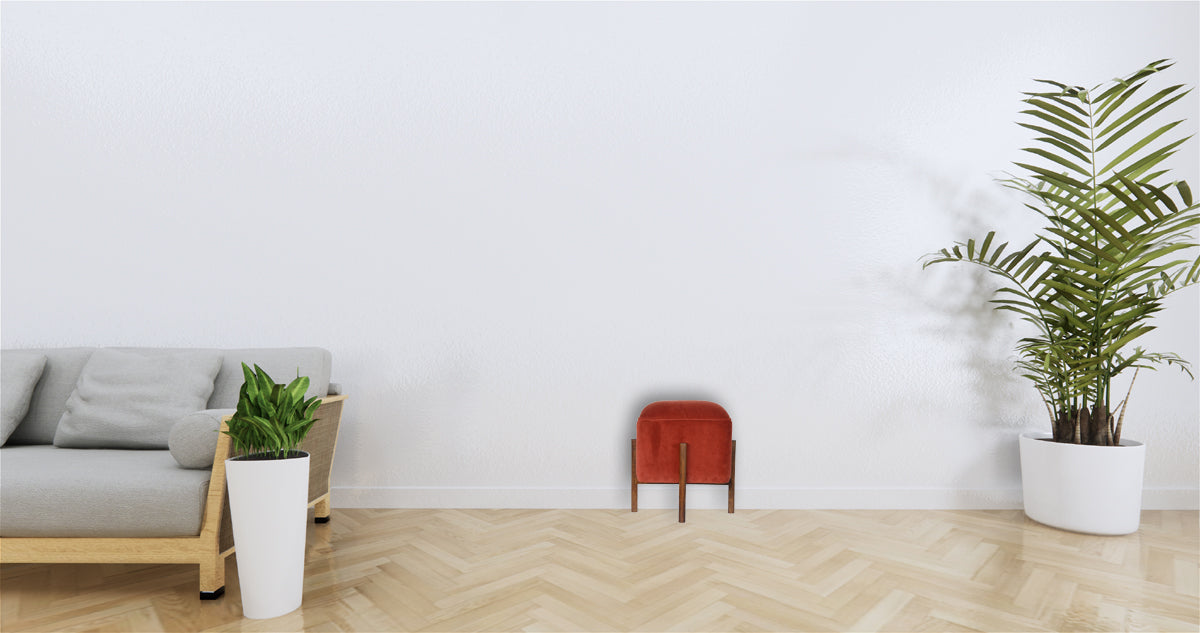 Brick Velvet Solid Wood Footstool