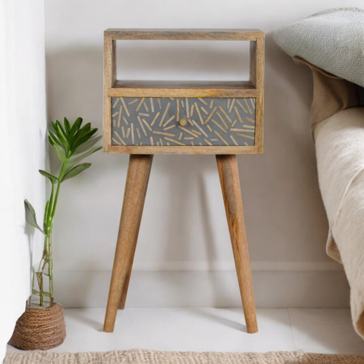Mini Cement Chip Drawer Bedside Table