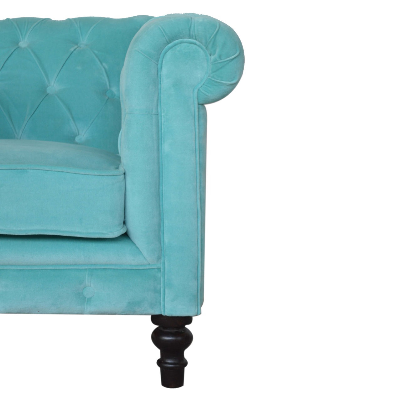 Aqua Velvet Chesterfield Armchair for Living Room Elegance and Comfort