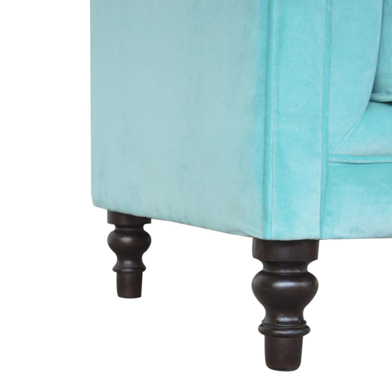Aqua Velvet Chesterfield Armchair for Living Room Elegance and Comfort