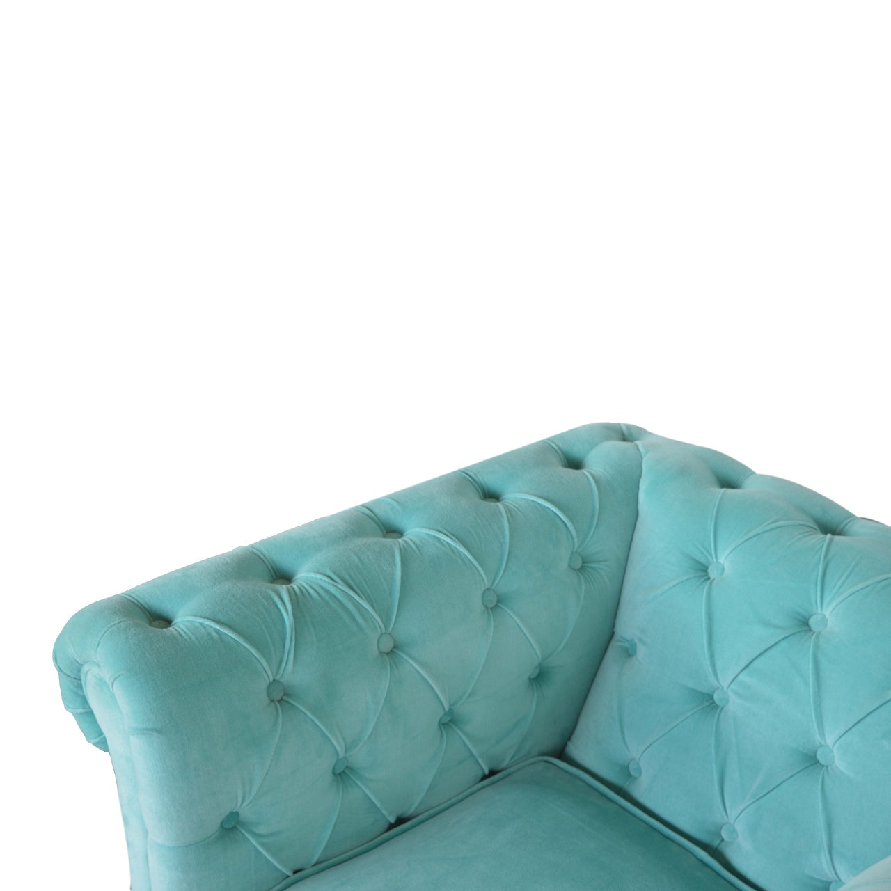 Aqua Velvet Chesterfield Armchair for Living Room Elegance and Comfort