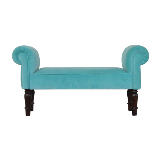 Aqua Velvet Handmade Bench for Stylish Living Space Seating