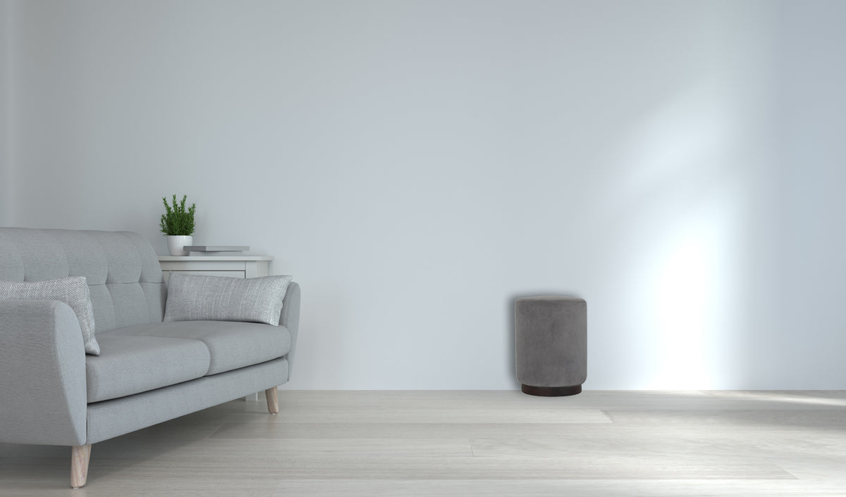 Grey Velvet Wooden Footstool