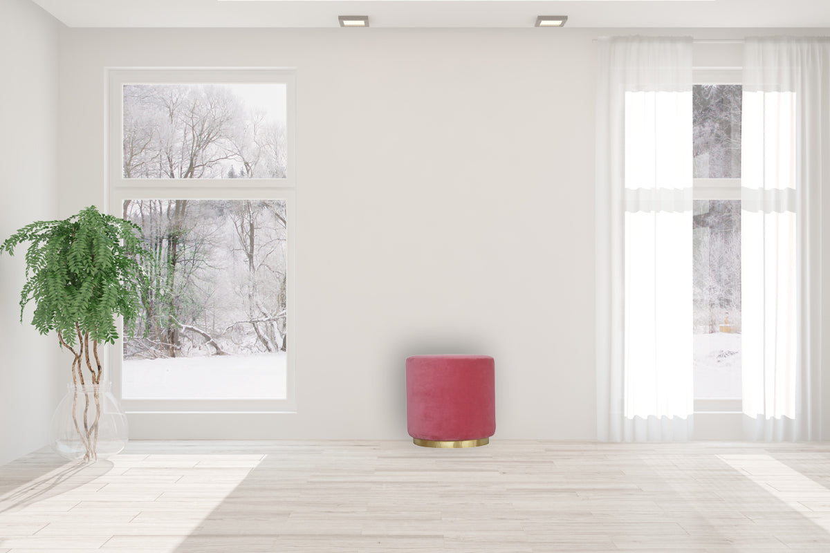 Large Pink Footstool with Gold Base