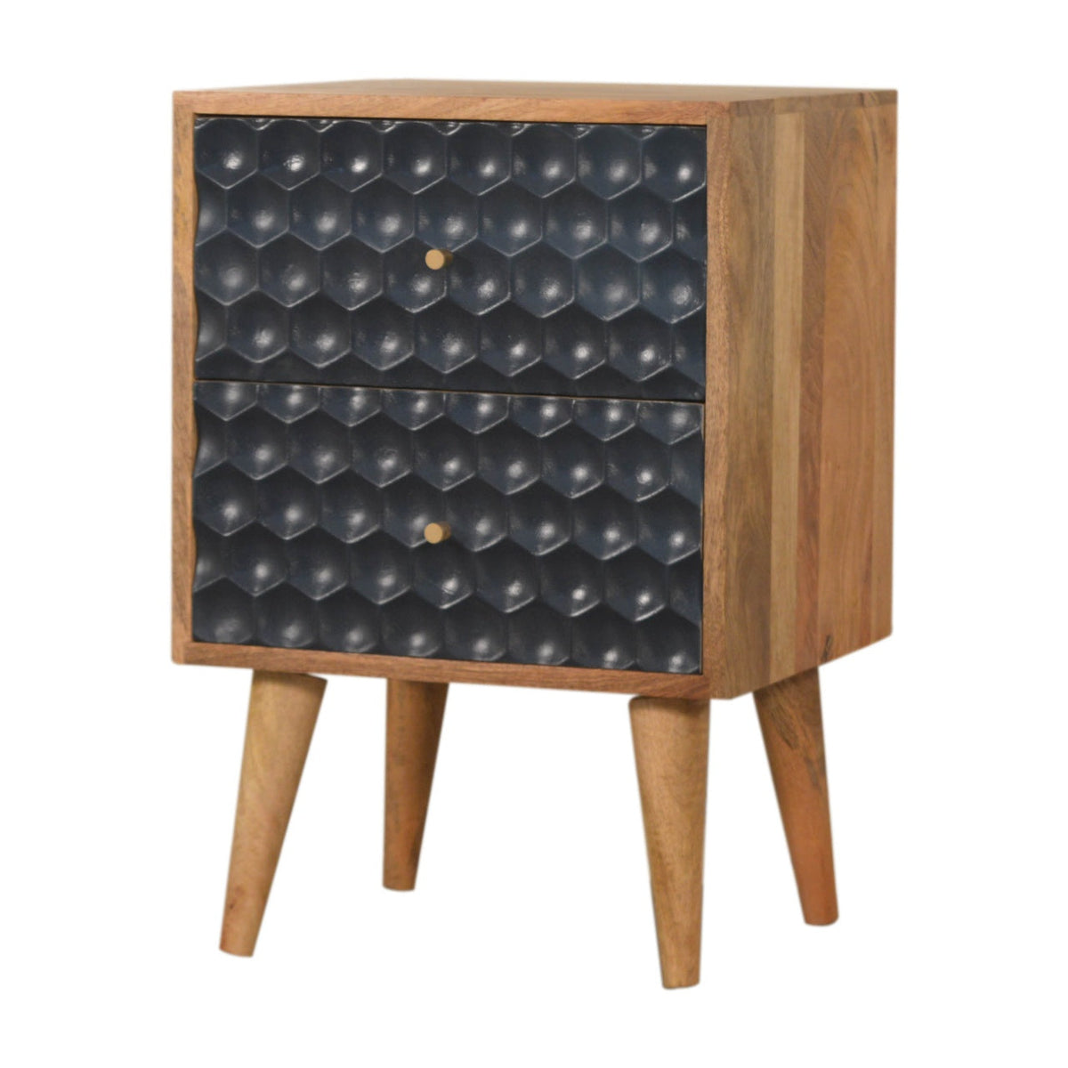 Navy Blue Honeycomb Bedside Table