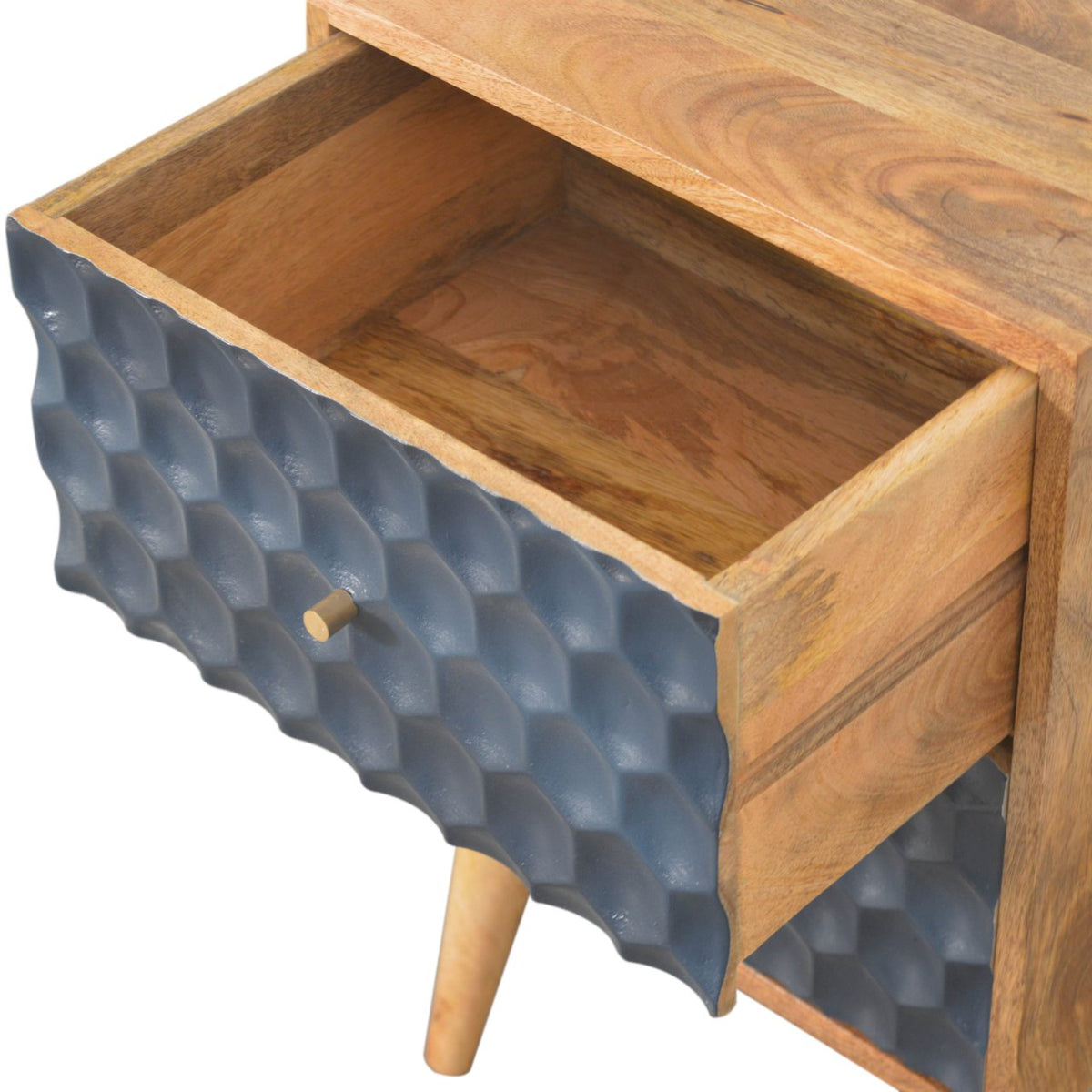 Navy Blue Honeycomb Bedside Table