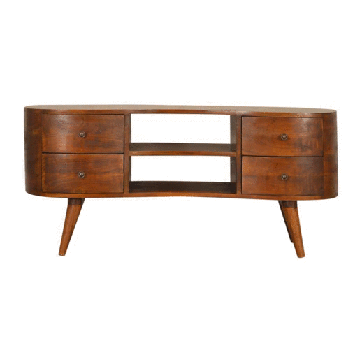Chestnut Wave Entertainment Unit Chest of Drawers